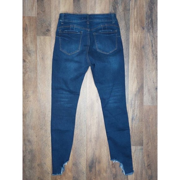 Paper Cocoon Junior Womens Jeans Size 3 Skinny Denim Blue Mid Rise Distressed - Picture 11 of 16